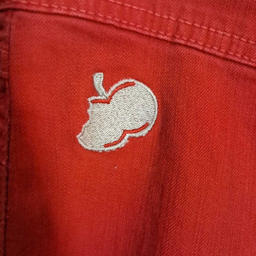 Y2K Red Apple Bottom Jeans Low Rise Apple Embroidered No Back Pockets‎ Size 12 - Picture 9 of 14